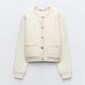 Zara Boucle Knit Cardigan